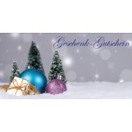 Weihnachts-Klappgutschein "blaue Kugel", 25 Stk
