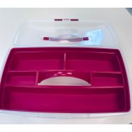 Aufbewahrungs- und Transportbox, rot-transparent 